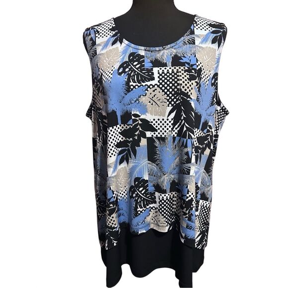 Christopher Banks Women’s Size L Layered Printed Tank Slip On Tunic Tank Blouse - Picture 1 of 11